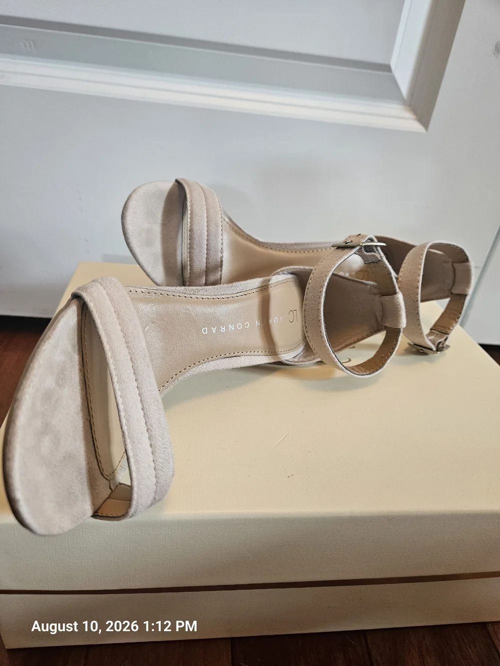 LC Lauren Conrad Women's Ankle Strap Sandals in Light Taupe